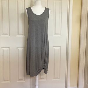Anthropologie Porridge Grey Sleeveless Athleisure Tank Dress W/ Knot Hem Med